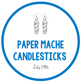 Vibrant paper mache candlesticks for summer camp craft activity at Eden Village Camp, showcasing creative artistic projects for children.