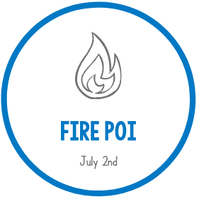 Fire pit illustration for Eden Village Camp event on July 2nd, outdoor camp activity, social gathering, evening fire activity, camping experience, community event visualization.