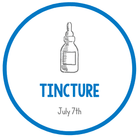 Bottle of tincture with dropper, July 7th event at Eden Village Camp, focusing on natural remedies, wellness, and holistic health activities for campers and visitors.
